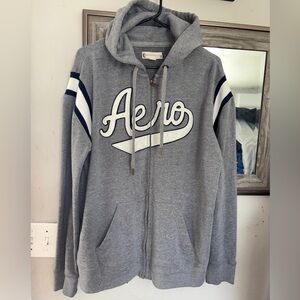 Aeropostale Gray Zip-Up Hoodie with Navy Accents